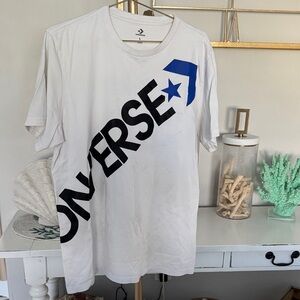Converse Men's Tee in White with Blue Logo